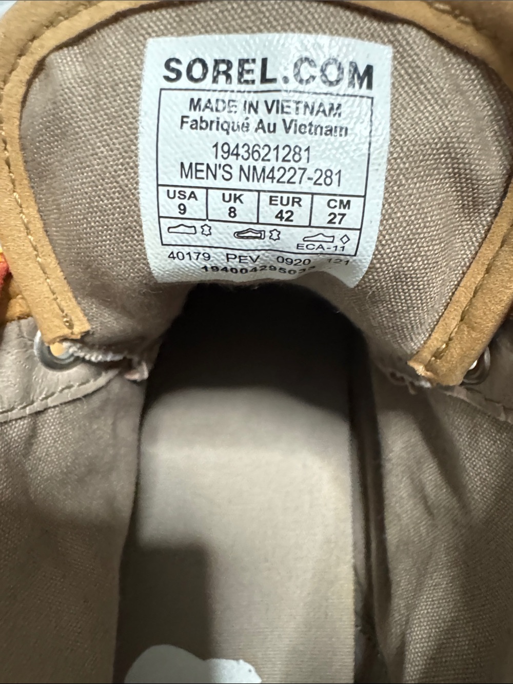 Sorel Men's Tan Leather High-Top Sneakers with Yellow-Brown Laces - Picture 5 of 12
